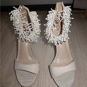 Sam Edelman Elegant Cream Beaded Women's Heels